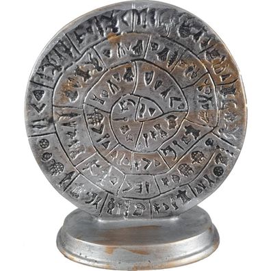 15,5cm Alabaster Figur minoischer Diskos von Phaistos Kreta Silber