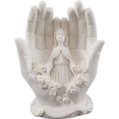14cm Alabaster Figur heilige Maria in Gottes Händen Weiß