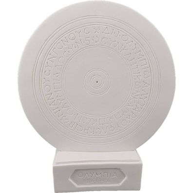 19,7cm Alabaster Replikat antiker Olympischer Diskus mit Schriftzeichen Weiß