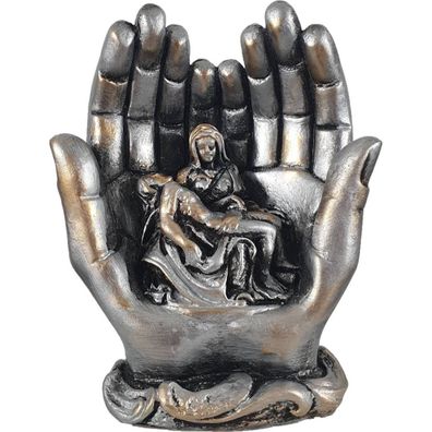 14cm Alabaster Figur Pieta in Gottes Händen Silber