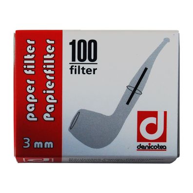 Denicotea Papierfilter für Pfeifen / Pfeifenfilter, 3 mm, 100 Stück