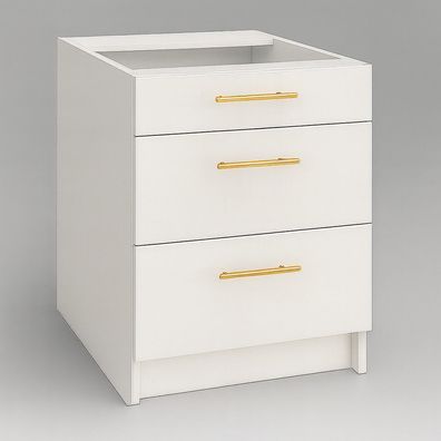 Schubladenunterschrank 60 cm Weiß Matt Küche Vollauszug Soft-Close SIENA, LINDA
