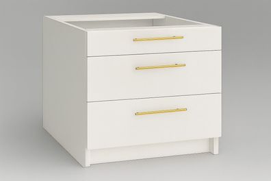Schubladenunterschrank 80 cm Weiß Matt Vollauszug Soft-Close Küche SIENA, LINDA