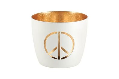 Gift Company Madras Windlicht M, Peace, weiß/gold , 1121304001 1 St
