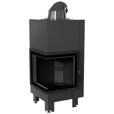 Kamineinsatz aus Stahl KRATKI MBN links 8 kW Ø 200 schwarz Verkleidung