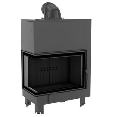 Kamineinsatz aus Stahl KRATKI MBA links 17 kW Ø 200 gebogenes Glas schwarz Verkleidu