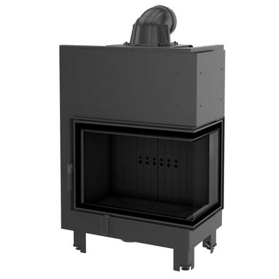 Kamineinsatz aus Stahl KRATKI MBA rechts 17 kW Ø 200 gebogenes Glas schwarz Verkleid