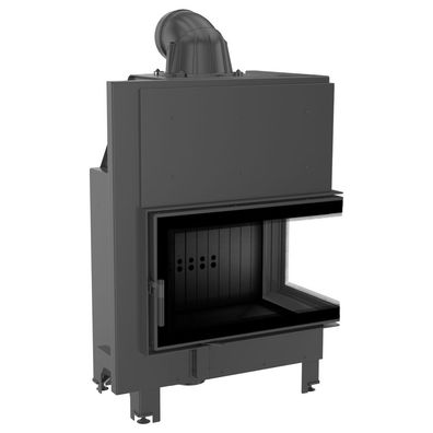 Kamineinsatz aus Stahl KRATKI MBO rechts 15 kW Ø 200 gebogenes Glas schwarz Verkleid
