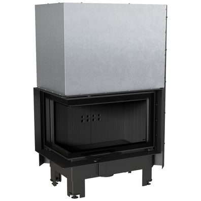 Kamineinsatz KRATKI MBM links 10 kW Ø 200 mit Schiebetür gebogenes Glas schwarz Verk