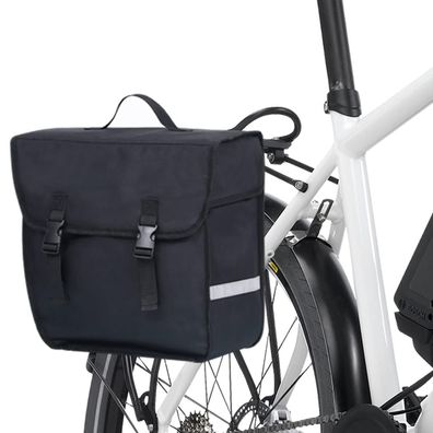 Fahrradtasche 21L wasserdicht für Gepäckträger rechts, Schwarz aus 600D Polyester