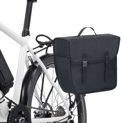 Fahrradtasche 21L wasserdicht für Gepäckträger rechts, Schwarz Links Montiert