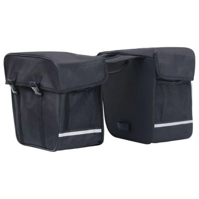 Doppel-Fahrradtasche 35L wasserdicht Schwarz für Gepäckträger mit Reflektoren