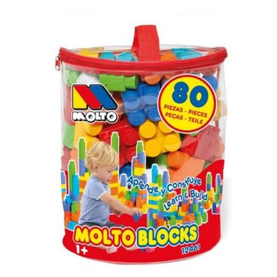 Molto 12461 - Toy Bag With 80 Toy Blocks, Red