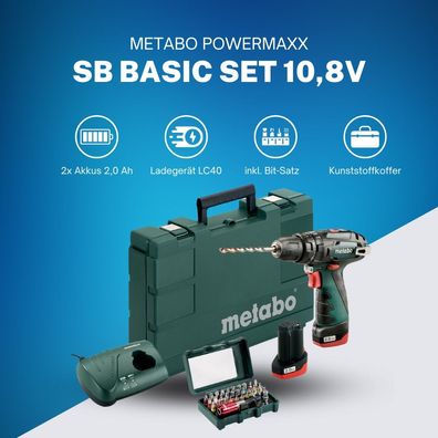 Metabo Akku Schlagbohrschrauber PowerMaxx SB Basic Set