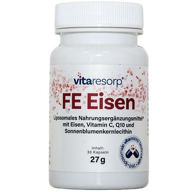 1109,26 €/ kg | Qineva liposomales FE Eisen Vegan, 30 Kap./ 27g