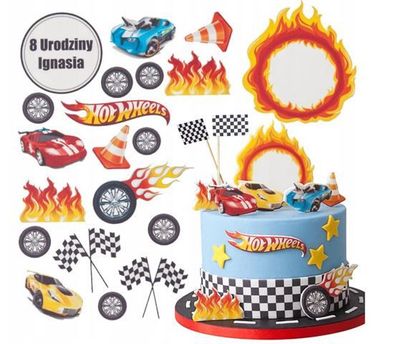 Hot Wheels Rennstrecke Essbar Tortenaufleger Torte Geburstag Zuckermasse + NAME