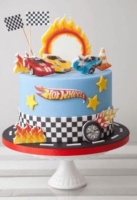 Hot Wheels Rennwagen Essbar Tortenaufleger Torte Geburstag Zuckermasse + NAME