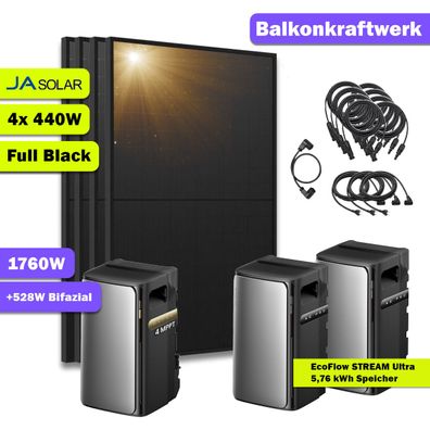 EcoFlow STREAM 2x AC Pro 5760Wh 1760W Balkonkraftwerk mit 4x JaSolar Modulen