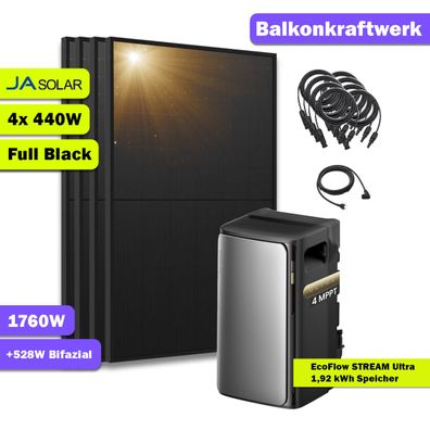 EcoFlow STREAM Ultra 1920Wh 1760W Balkonkraftwerk Komplettset Speicher