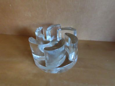 Stövchen rund klar Glas schwer ca. 7,8 cm hoch mit 6 Säulen