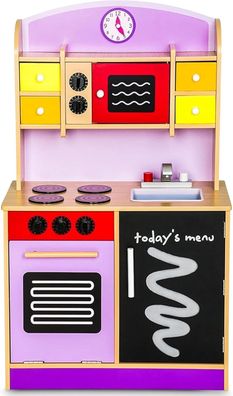 Best For Kids Holz-Spielküche Sweet 2 W10C112 | Lila MDF-Spielset für Kinder ab 3 Jah