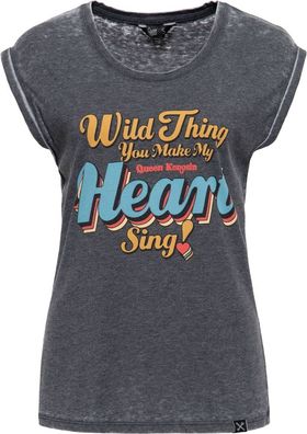 Queen Kerosin Damen Enzymwash T-Shirt "Wild Thing" QKI41012