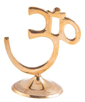 OM stehend Messing 10 cm Kraftsymbol Figur Energiezeichen AUM Urklang Feng-Shui
