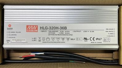 Mean Well LED Driver HLG-320H-36B 320W 36VDC 1-10V IP67