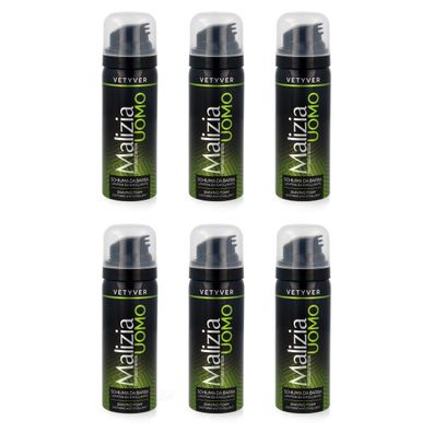 Malizia Uomo Vetyver Rasierschaum 6x 50ml Reisegröße - MINI