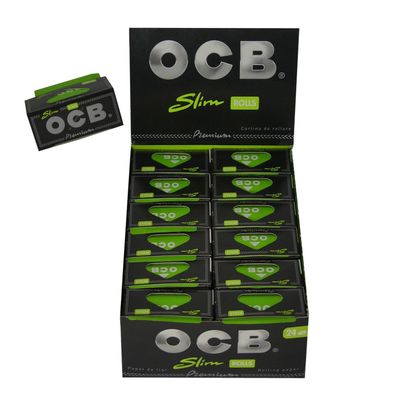 1 Box OCB Premium Rolls Slim Schwarz, 24 Rollen à 4 m Blättchen Zigarettenpapier