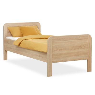 Komfortbett 90x200 Seniorenbett Höhenverstellbar Holzbett Eiche Einzelbett Hohes