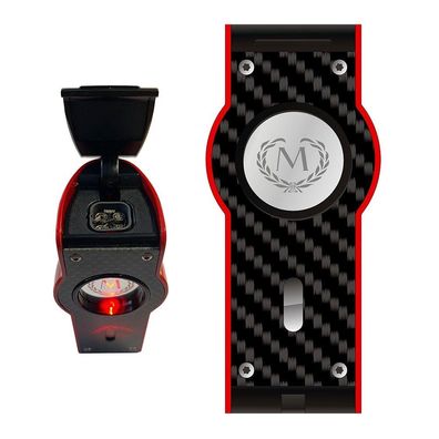 Myon Sensor Zigarren-Feuerzeug mit 4er Jet-Flamme, Racing Edition ROT, Bohrer