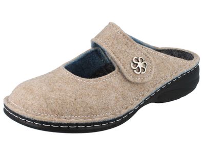 FINN Comfort Brig Damen Clogs Pantoffel Hausschuhe beige Wollfilz