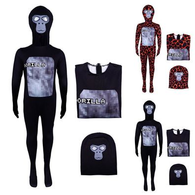 Gorilla Tag Jumpsuit und Maske Kostum Karneval Fasching Kinder Jungen Cosplay K