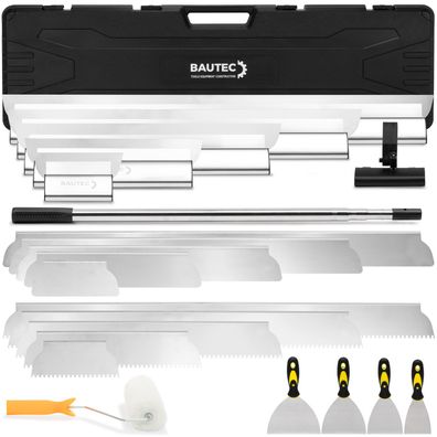BAUTEC Profi Flächenspachtel Set » NEU 28-tlg. » Wechselblattsystem 20 - 100 cm
