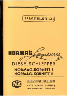 Ersatzteilliste Normag Kornett I Kornett II luftgekühlter Dieselschlepper, Traktor