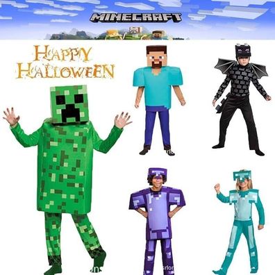 Kinder Boys Girls Halloween Party Cosplay Minecraft Spiel Fancy Kleidung Outfit DE