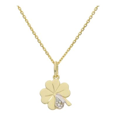 JuwelmaLux 585 Gold Anhänger, Diamant, Kleeblatt, teil rhodiniert JL14-02-0439