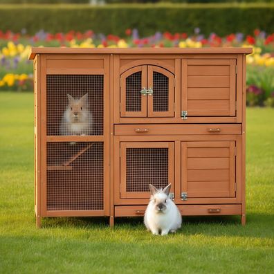 Hasenstall Kaninchenstall Meerschweinchenstall Krümel 082.. Rot/ Braun