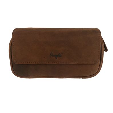 Angelo Pfeifentaschen Braun, Ziegen-Veloursleder mit Magnetverschluss