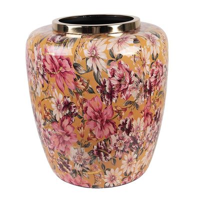 Clayre & Eef Vase Ø 33x36 cm Gelb Metall (Gr. Ø 33x36 cm)