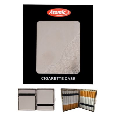 Atomic Metall Zigarettenetui mit Gummiband, Chrom Venetian Ornamente Metall Case
