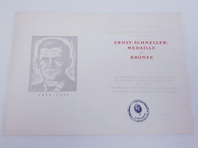 Urkunde GST zur Ernst Schneller Medaille in Bronze