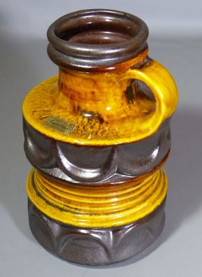 Tönnishof Carstens Henkel Vase 7916-20 ocker schwarz 70er Space-Age Retro Vintage