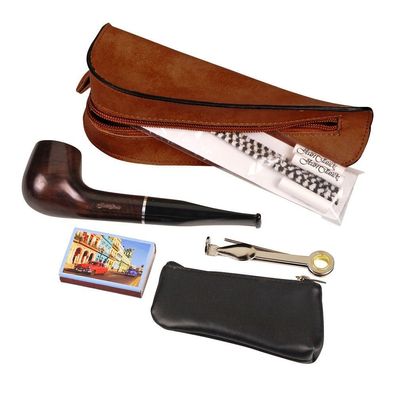 Jean Claude Pfeifen Einsteiger-Set, gerade, braun: Pfeife + Zubehör