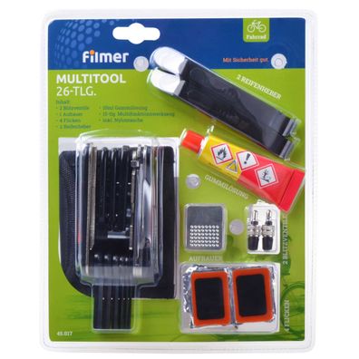 Filmer 45.017 Fahrrad Reparatur / Flickzeug Set inkl. Werkzeug - 24 teilig