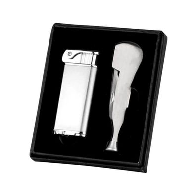 Sky Pfeifenfeuerzeug Set mit Pfeifenbesteck chrom