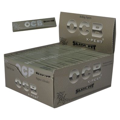 1 Box OCB X-PERT Slim Fit Long Papers / Drehpapier 50 x 32 Blättchen