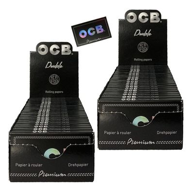 2 Boxen OCB Schwarz kurz Premium Double Papers à 25 Hefte mit je 100 Blatt