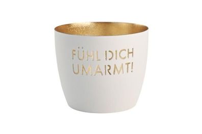 Madras, Windlicht, M, Motiv: Fühl dich umarmt!, weiß/gold 1145704001 1 St